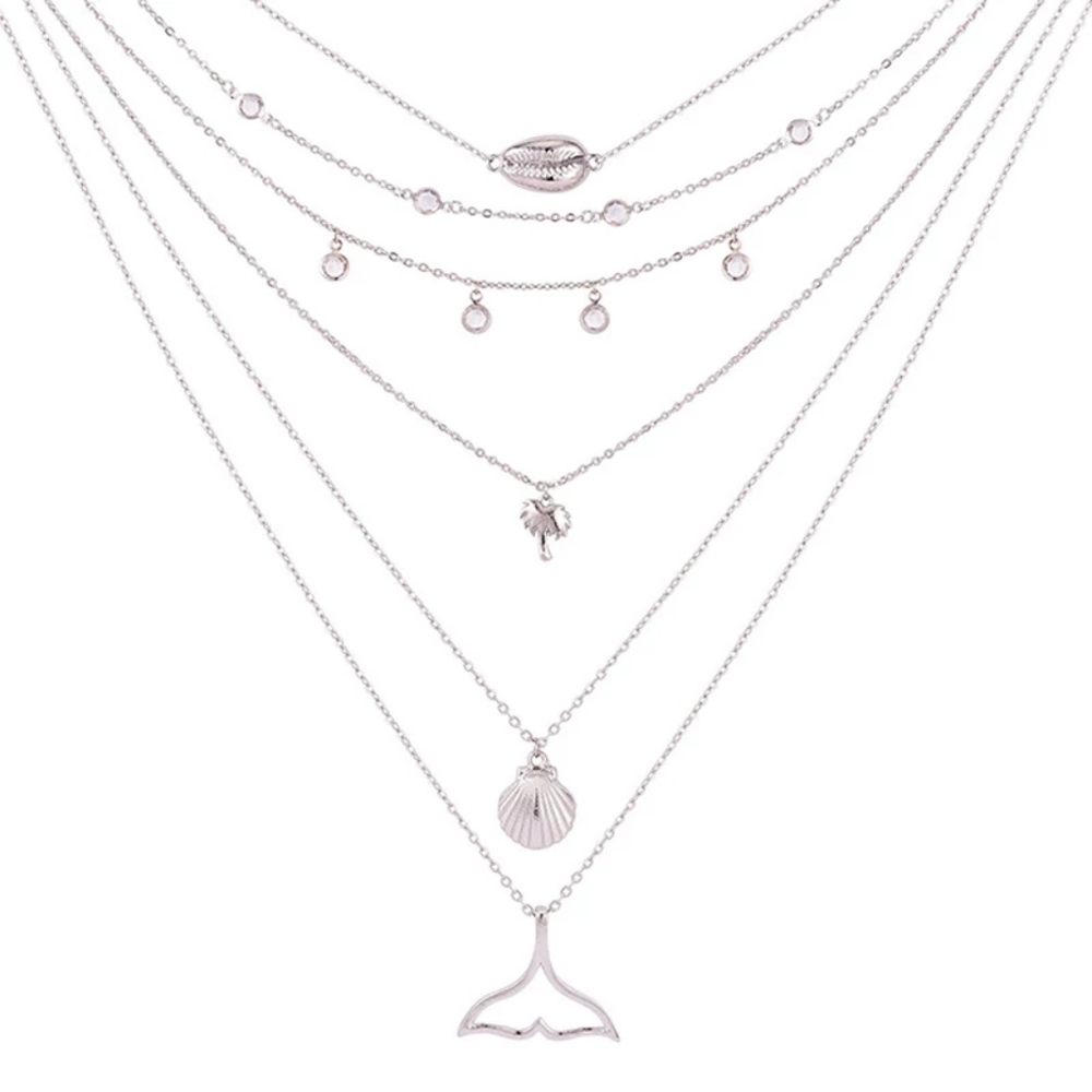 Bohemian Silver Layered Necklace - Picture 2 of 4